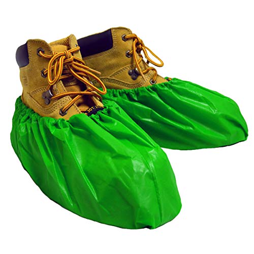 ShuBee Waterproof Shoe & Boot Covers Slip-Resistant Disposable for Plumbing Construction Floor Protection - 40 Pair - color: Waterproof Bright Green