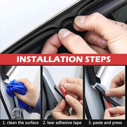 98.4 Feet Universal Self Adhesive Weather Seal Strip, 51/100 x 1/5 Inch Thick, Car Door & Window Weatherstrip with Soundproof Engine Cover - size: 98.4 Feet Long