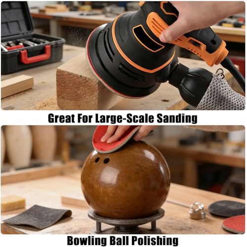 MAXMAN Foam Sanding Pads Assortment, 5" Bowling Sanding Pads, 180-3000 Grit | 18pcs Sanding Sponge Set, Reusable Wet Dry Sandpaper Block, for Random Orbital Sander, Wood, Metal, Auto & Curved Surfaces - size: 5 inch, style: 180-3000 Grit