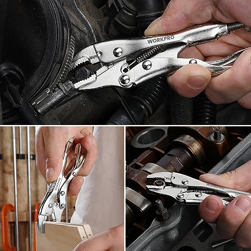 WORKPRO Locking Pliers, 4-inch Mini Curved Jaw Vice Grips pliers - size: 4"