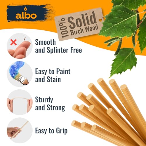 ALBO Wooden Dowel Rods 100 PCS 1/8" x 6" Inch Round Wood Sticks for Crafts, DIY Projects and Macrame Hardwood Assorted Bouquet Sticks Cake Dowels for Tiered Cakes - size: 1/8" x 6" 100 Pcs