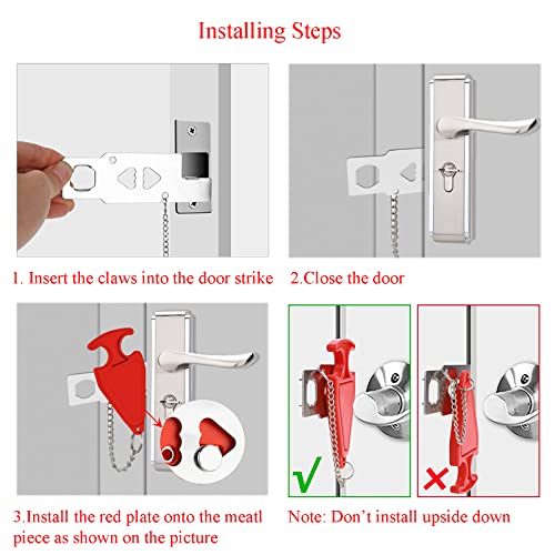 Portable Door Lock for Travel, No-Drill Hotel Security Lock -2 Pack - color: Lock 2Pack