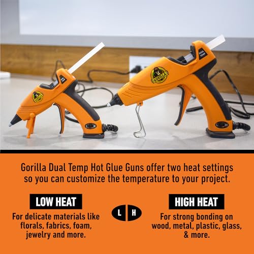 Gorilla Hot Glue Gun Kit, Dual Temp, Includes 45 Sticks - size: Full Size Hot Glue Gun + 45 Sticks
