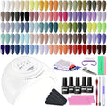JODSONE 60 PCS Gel Nail Polish Kit with U V Light 55 Colors Gel Polish Base Top Coat Manicure Gifts - color: B16