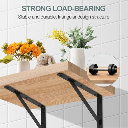 2 Pack L14 x H 10" Black Heavy Duty Shelf Brackets with Screws Metal Shelf Brackets Shelf Support Angle Brackets for Shelves L Brackets Heavy Duty Floating Shelf - size: 14''x10'', style: 2 Pack-Black