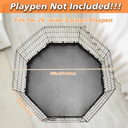 PJYuCien Playpen Bottom Pad for 24'' Width 8 Panel Pen, Hook Connect, Black - color: Only Black Bottom Pad, Elastic Buckles Connections