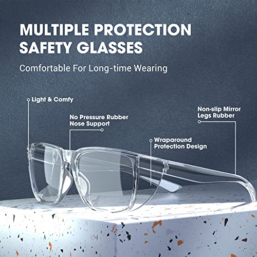 Safety Glasses Anti-Fog Eye Protection Blue Light Blocking Glasses for Women Men - color: White
