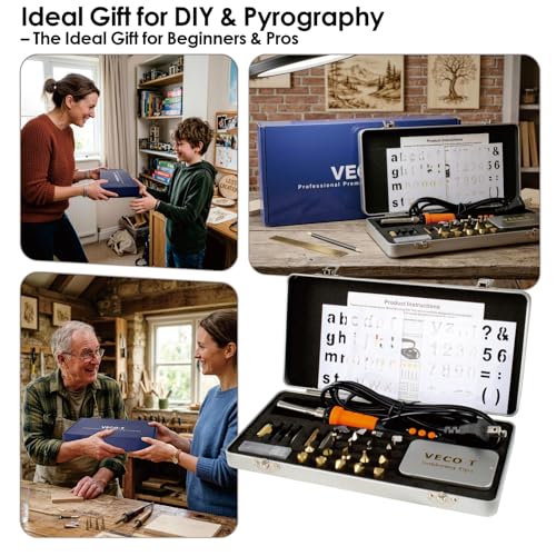 Upgrade 40Pcs Wood Burning Kit, Craft Pyrography Tools for Beginners, Adults, Engraver, Carver, Adjustable Temp Wood Burning Pen, Ideal for Woodworking, Carving and Leather Craft