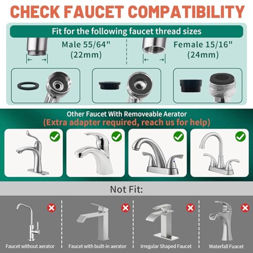 Patented CECEFIN Swivel Faucet Extender Sink Aerator NSF/ANSI 372 Standard - color: A- Swivel Faucet Aerator