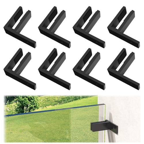 8 Pack Black Railing Wall to Glass Clamp, F-Shape Glass Railing Clip - size: 8 Pack, style: F Shape
