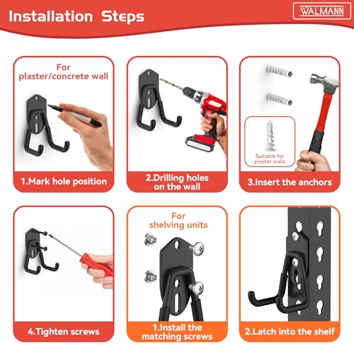 WALMANN Garage Storage Hooks, Wall Mount Utility Hooks for Tools, Black - style: Black Hook