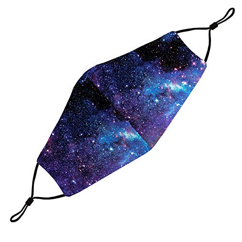 Washable Face Mask with Adjustable Ear Loops & Nose Wire - 3 Layers, Made in USA - color: Galaxy - Black