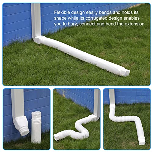 plusgutter White-2pack Rain Gutter Downspout Extensions Flexible, Drain Downspout Extender,Down Spout Drain Extender, Gutter Connector Rainwater Drainage,Extendable from 21 to 68 Inches - color: White