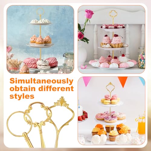 Patelai 6 Sets 3 Tier Cake Stand Hardware Tiered Tray Plate Hardware Kit Heavy Metal Cake Fruit Food Plate Stand Fitting Stacking Kit for Serving Dessert Cupcake Dish Food (Cute,Gold) - color: Gold, size: Cute
