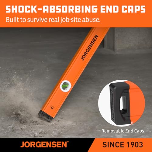 JORGENSEN 48" Magnetic LED Box Level, 45°/90°/180° Bubble Long Leveler Tool - size: 48 inch