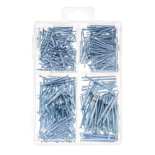 450pcs Small Nail Assortment Kit, 450 Small Nails, Silver Round Head Dual Head Finishing Nails for Hanging Pictures, Wall Nails, Pin Nails - style: 450pcs-4sizes