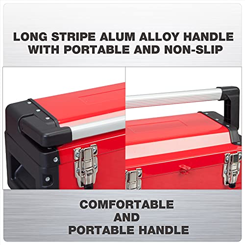 Jack Boss Metal Tool Box Steel 16" Inch Tool Organizer Box Durable Portable Tool Storage with Alum Alloy Handle Double-Lock Toolbox & Removable Tray … - size: 16Inch