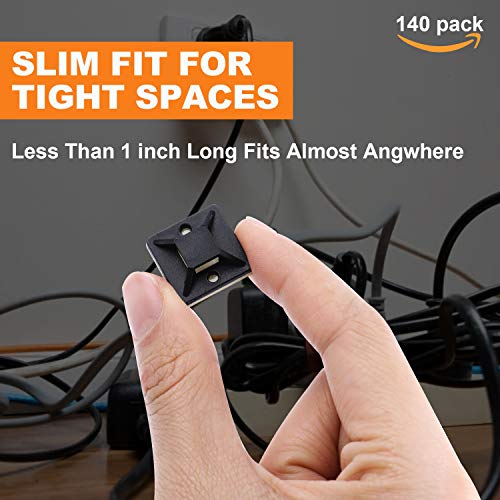 140 Pack 3/4" Zip Tie Adhesive Mounts Self Adhesive Cable Base Holders with Multi-Purpose Tie wire clips with screw hole,Anchor stick on wire holder,Black - color: 140 Pack 3/4" Black