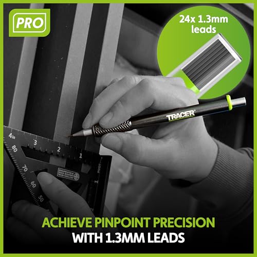 Tracer Pro 1.3mm All Metal Carpenter Pencil, 24X Leads and Site Holsters - style: 1.3mm Precision