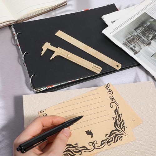 Pocket Caliper 1 PCS 6.4 in Straight Brass Ruler and 1PCS 4.6 in Brass Pocket Calipers with Double Scale Sliding Gauge Bead Measuring Tool Metal Calipers BrassRuler Millimeter Gauge Mini Caliper