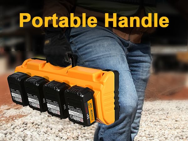 DCB104 20V MAX Battery Charger Replacement for Battery Charger, 4 Port Multi Charger Station with 2 USB Ports, Compatible with Dewalt 12V-20V Batteries - color: Lemon-yellow