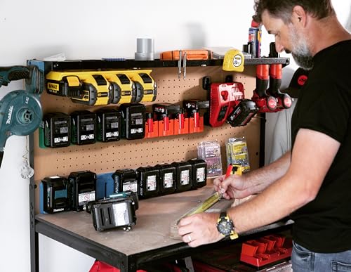 48 Tools The Original Universal Charger Mounts - Wall-Mounted, Portable Charging Solution for Power Tool Chargers Suit Milwaukee, Makita, DeWalt and More