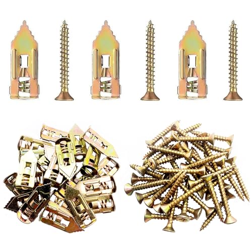 Maozaa 50 pcs Self-Drilling Drywall Anchors with Screws, 0.47x1.18 Inch Zinc Plated Steel Drywall Wall Anchors and Screws Kit Heavy Duty, Easy Application No Drill or Holes in Wall - size: 50PCS 0.47x1.18 inch