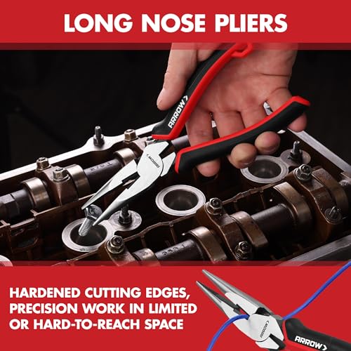 ARROW 3PC Pliers Set, Linesman Needle Nose Diagonal Cutting Pliers
