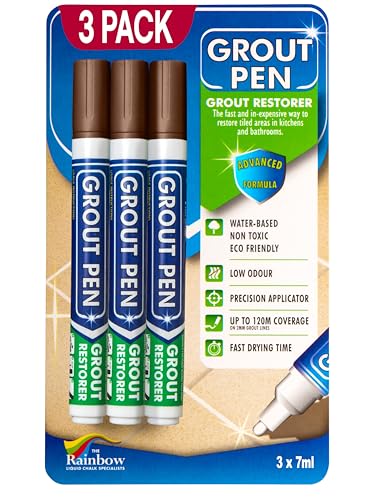 Grout Pen Brown Tile Grout Paint Marker - Narrow 5mm Tip (7mL) - 3 Pack - style: Brown