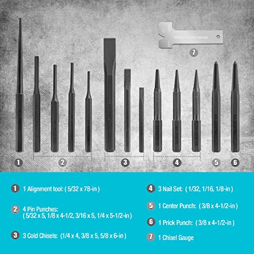 DURATECH 14-Piece Punch/Chisel/Alignment Tool Set - size: 14-Piece