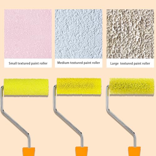 12 Pcs 4 inch Textured Paint Roller Covers+2 Frame Set,3 Textures - size: 4",4S+4M+4L+2Frame