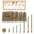 #8#10 Wood Screws Kit, 6 Sizes (1-1/4", 1-5/8", 2", 2-1/2", 3", 3-1/2") - color: Yellow