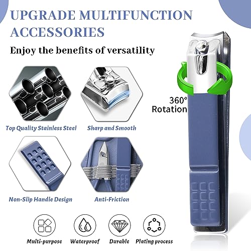 Manicure Set Professional Nail Clippers Pedicure Kit, 12 Pcs Stainless Steel Nail Care Tools Grooming Kit with Luxurious Travel Leather Case for Men Women Gift (Blue) - color: blue