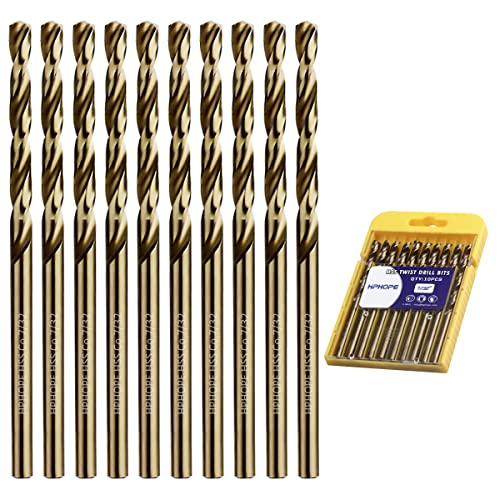 7/32 Inch Cobalt Drill Bits 10Pcs - HPHOPE M35 HSS Metal Twist Drill Bits Set, Jobber Drill Bits Length and Straight Shank, Suitable for Drilling in Hard Metal, Stainless Steel, Cast Iron - size: 7/32-inch, 10Pcs