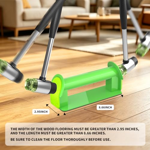 2026 Upgraded Floor Gap Fixer Tool for Laminate, Vinyl Plank, Hardwood –Iron Construction Heavy Duty Floor Gap Repair Tool with Extended Striking Area, Sticky Pads, Quiet Felt Pad & Hammer (Green) - color: Green