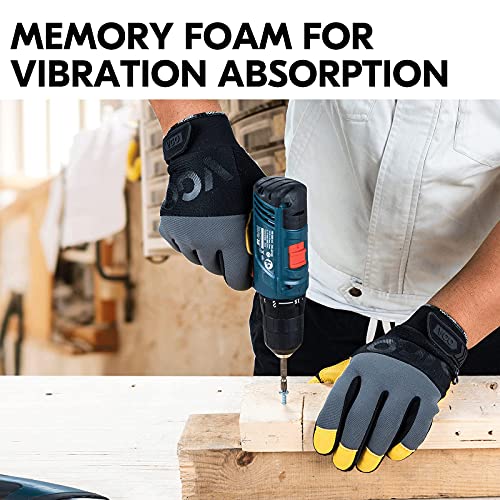 Vgo... 1-Pair Safety Work Gloves for Men,Anti-Vibration,Abrasion Resistant,Leather Work Gloves (XL,Gray, CA7723) - size: X-Large (Pack of 1), style: Gray-cow Leather