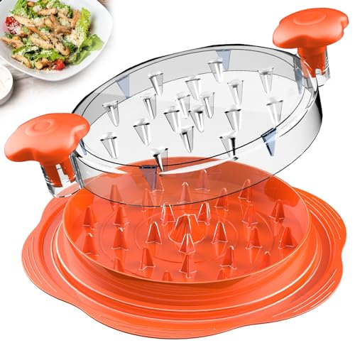 Chicken Shredder Tool Twist Large Meat Shredder with Brush&Fork, Orange - color: Orange