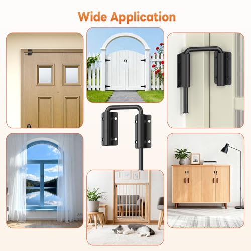 Upgraded Sliding Door Loop Lock, Gate Latches, Black - color: Black-1PC