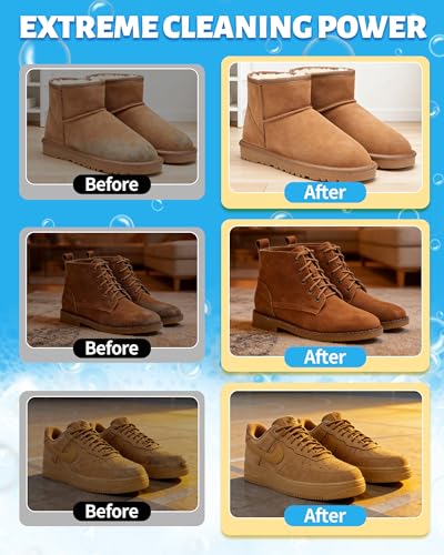 Jevvu Suede Shoe Cleaner, Suede Cleaning Kit with Brush & Towel for Suede, Nubuck, Leather, Boots, Trainer