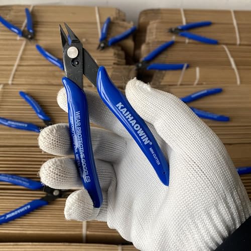 Small Wire Cutters 10 Pack- KAIHAOWIN 170 Wire Flush Cutters Wire Clippers Nippers Clean Cut Pliers Side Cutter Diagonal Cutting Pliers for Electronic Floral Heating Wire Model Sprue Soft Copper, Blue - size: 10 Pack