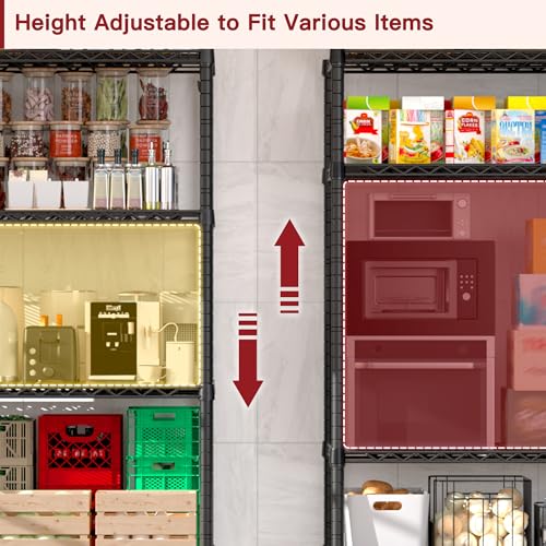 PrimeZone 36"W x 16"D x 79"H Wire Shelving with Wheels, 5-tier Metal Shelf - size: 36"W x 16"D x 79"H
