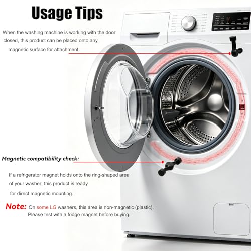 Magnetic Door Prop for Front Load Washer, 360° Adjustable Compact (Black) - color: Black