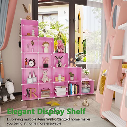 C&AHOME 16 Cube Storage Organizer Cube Shelves Units Storage Cubes, Pink - color: Pink