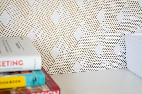 Main Street Peel and Stick Wallpaper Eco-Friendly Sheets 12 Pack, 11 X 16 Inch Gold Woven Design, Wall Mural for Home Decor, Removable Wall Decor Wallpaper Peel and Stick for DIY Projects - style: Gold Woven