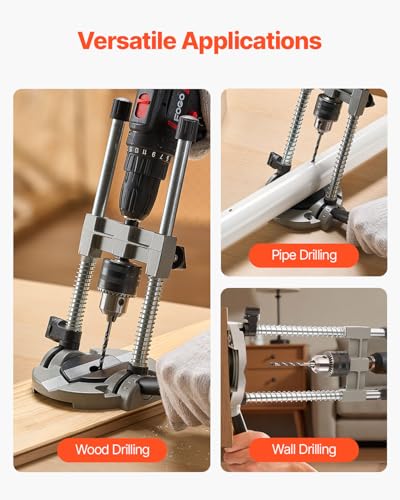 VEVOR Drill Guide, Multi-Angle Press Portable Precision Drilling Guide Jig Attachment, with Large Handle and Mounting Holes, Aluminum Alloy, for Drilling Angled or Straight Holes, for Wood Working - size: Ultra, style: Drill Guide