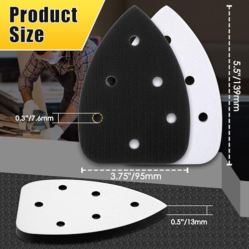5 Pcs 6 Holes Foam Sanding Pads, Compatible with Ryobi Sander - color: Black and White, size: 6 Holes