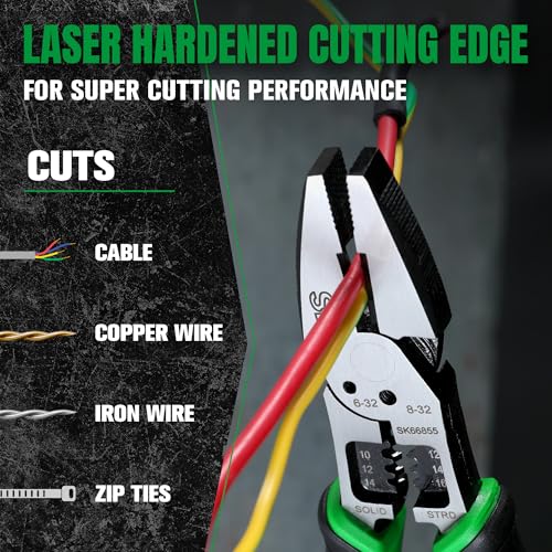 SK 8-Inch Multi-Use Linesman Pliers, 6-IN-1, Premium CR-V Steel - style: Multi-Use Linesman Pliers