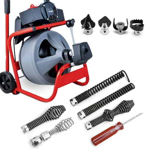 10-Piece Drain Snake Drill Attachment Kit，Drain Auger Cutter Kit,Compatible with K-400,C-4,C-6,C-7,C-8,and C-9 Models， Includes 4 Cutters and 5 Spirals