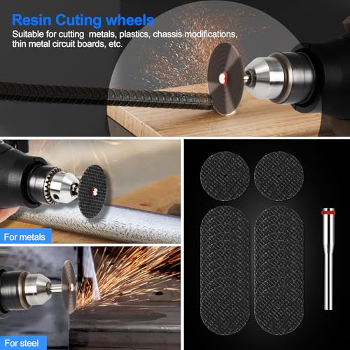 44 PCS Cutting Wheel Set for Dremel Rotary Tool: 20 Resin Cutting Discs, 6 Mini HSS Saw Blades, 10 Diamond Cut Off Wheels & 2 Screwdrivers Can Cutting Wood, Metal, Plastic, Glass, Tile, Stone (Black) - color: Black