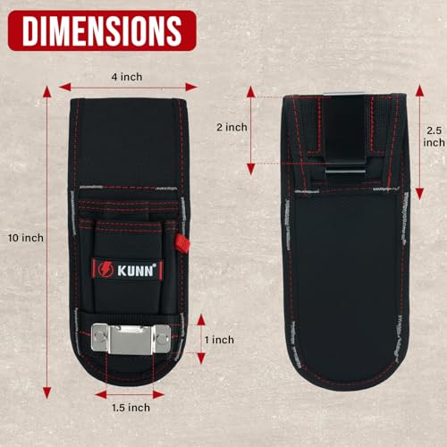 KUNN Small Tool Pouch with Belt Clip Utility 4-Pocket Pouch Holster Lightweight Small Tool Belt Pouches for Carpenters, Technicians